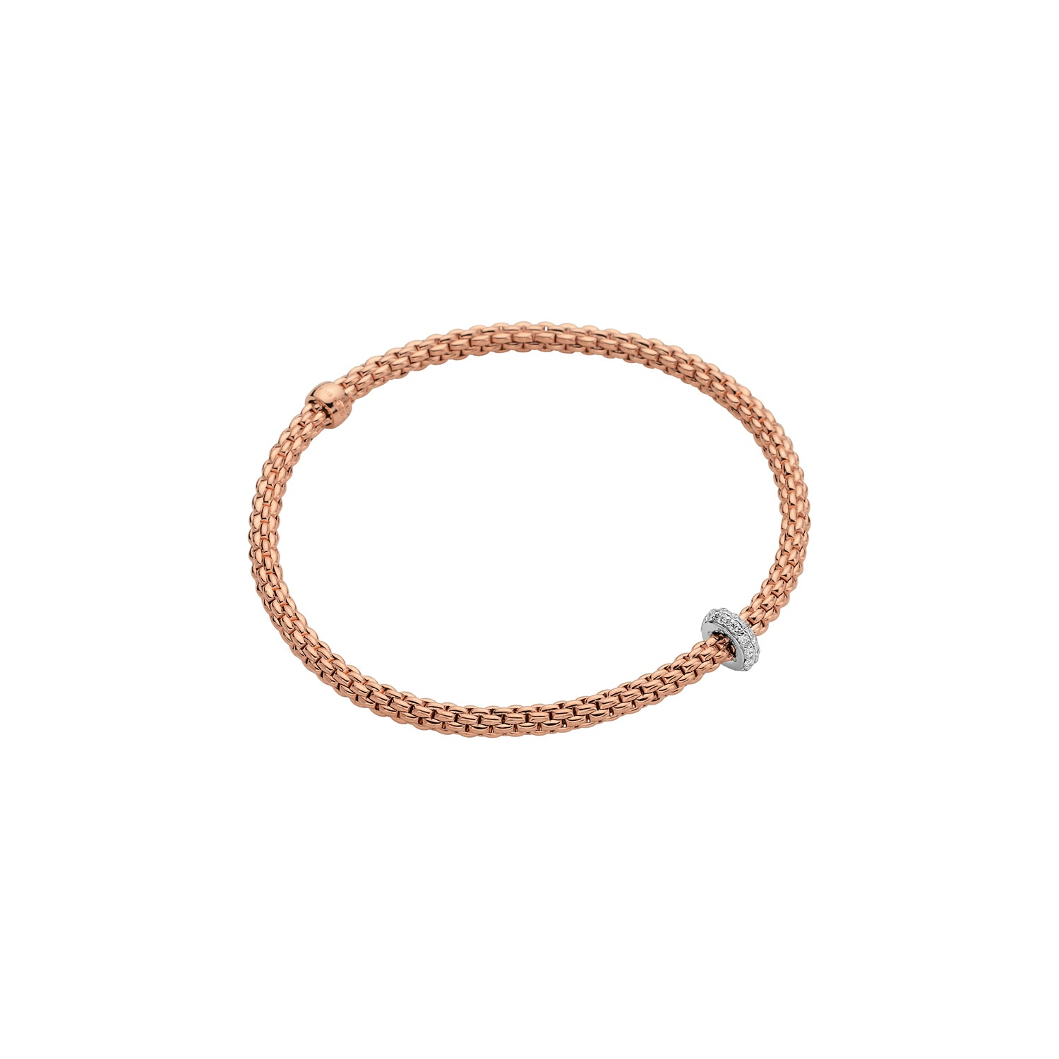 Fope Prima Bracelet in Rose Gold with diamond rondel