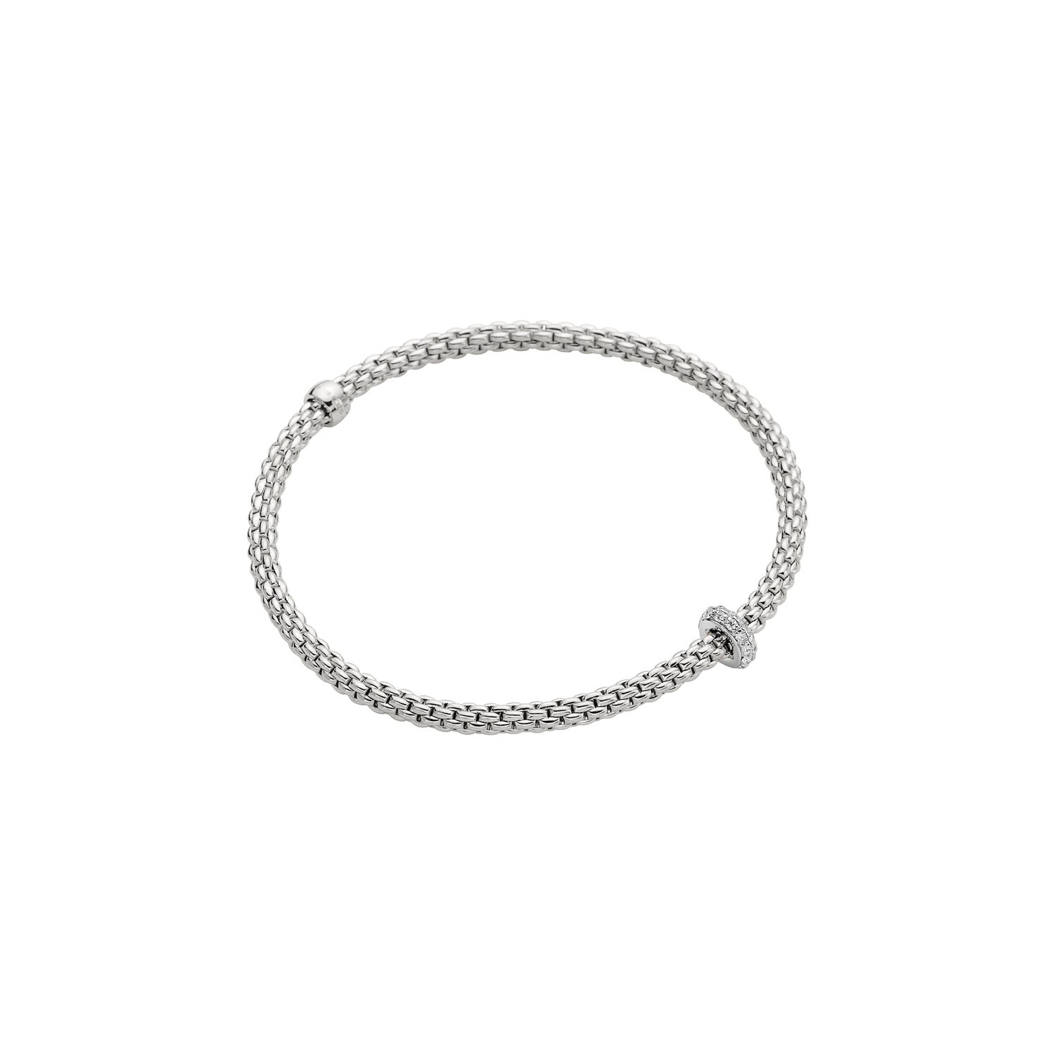 Fope Prima Bracelet in White Gold with diamond rondel