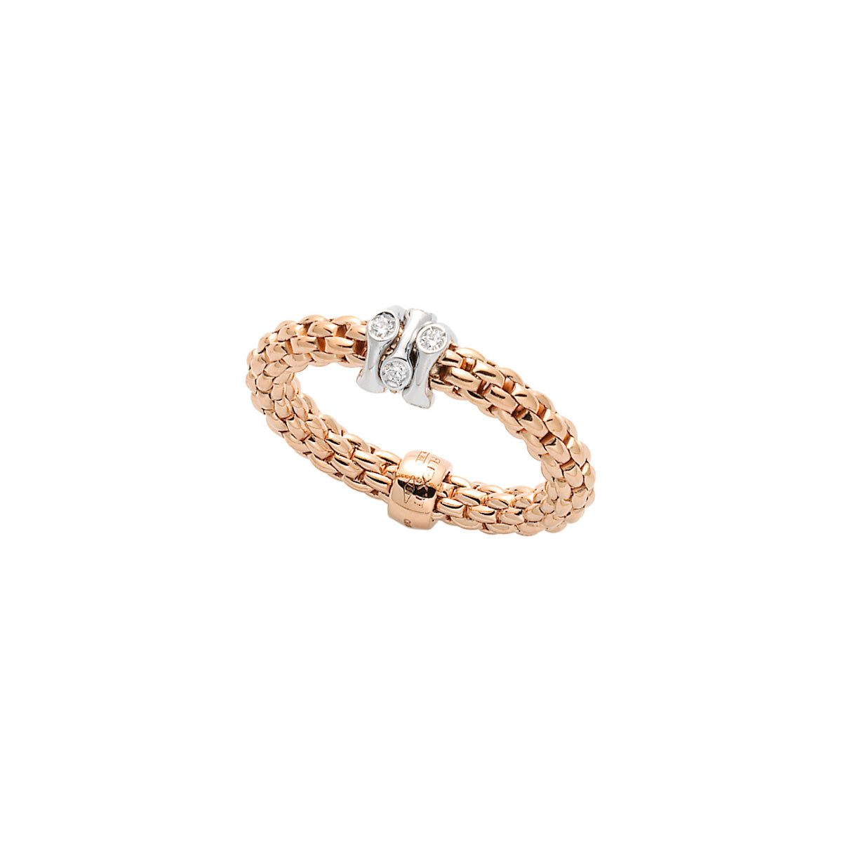 Fope Prima ring in rose gold with bezel set diamonds