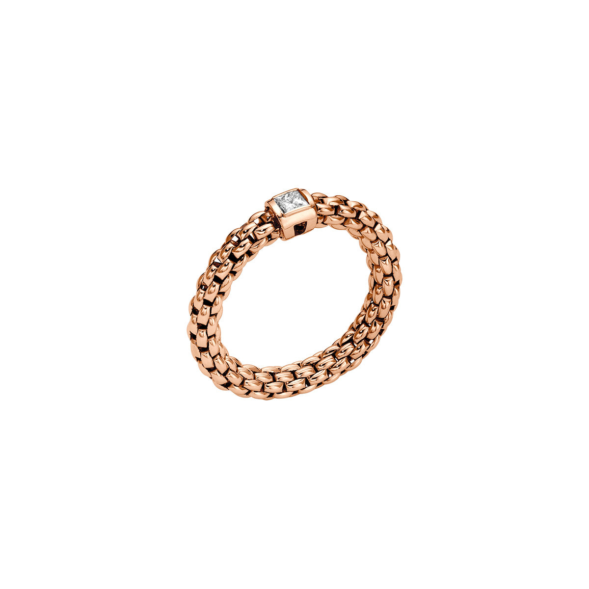 Fope rose Gold Souls Ring with square diamond
