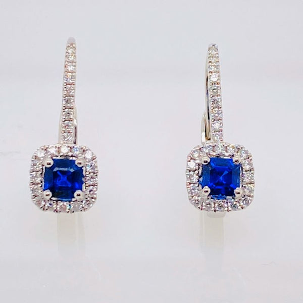 Sapphire and diamond drop earrings.