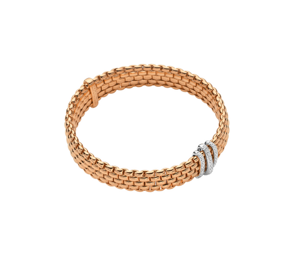 Fope Panorama 18ct Rose Gold Bracelet Pave' diamond rondels