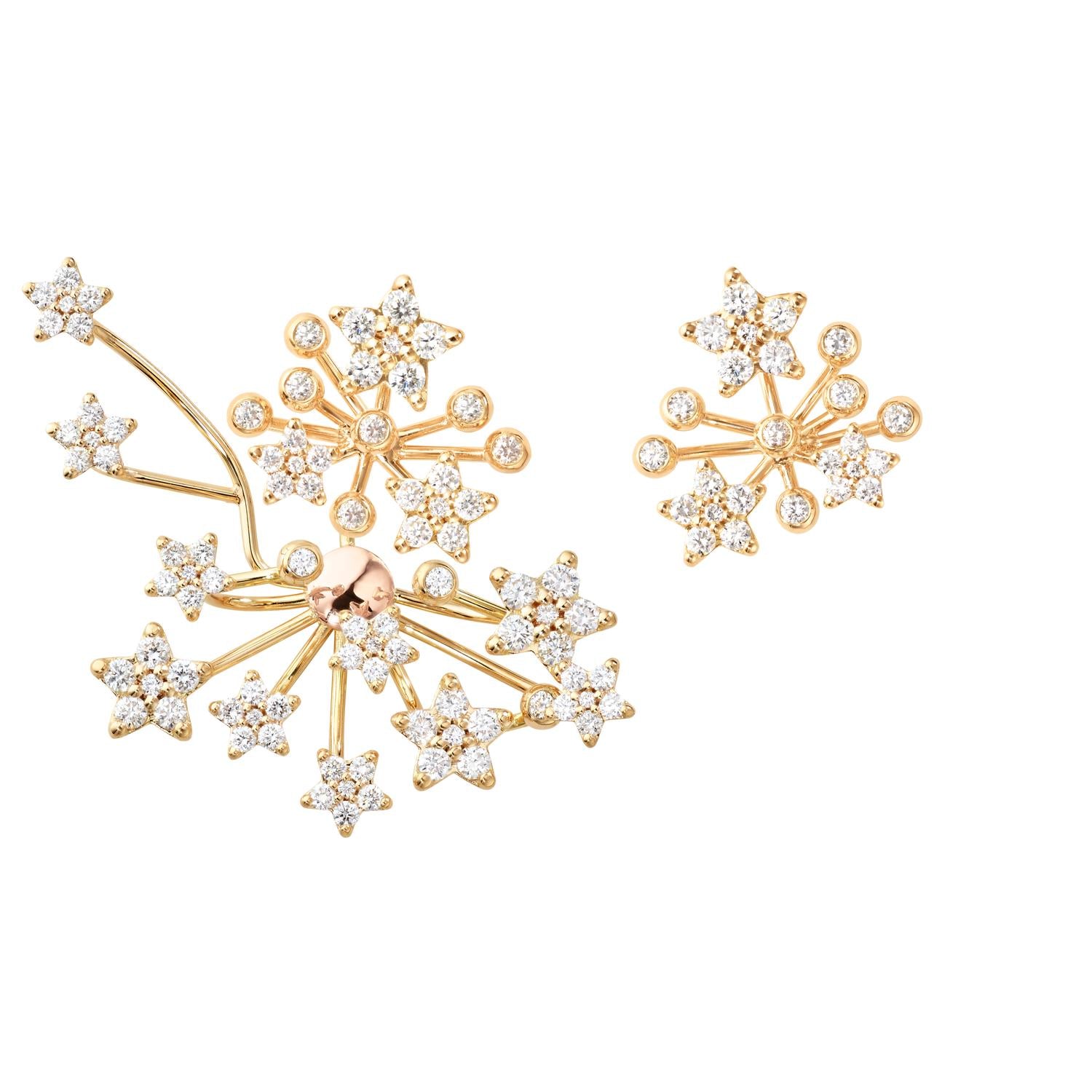 Ole Lynggaard Shooting Star cluster earrings with shooting star pendant for earring