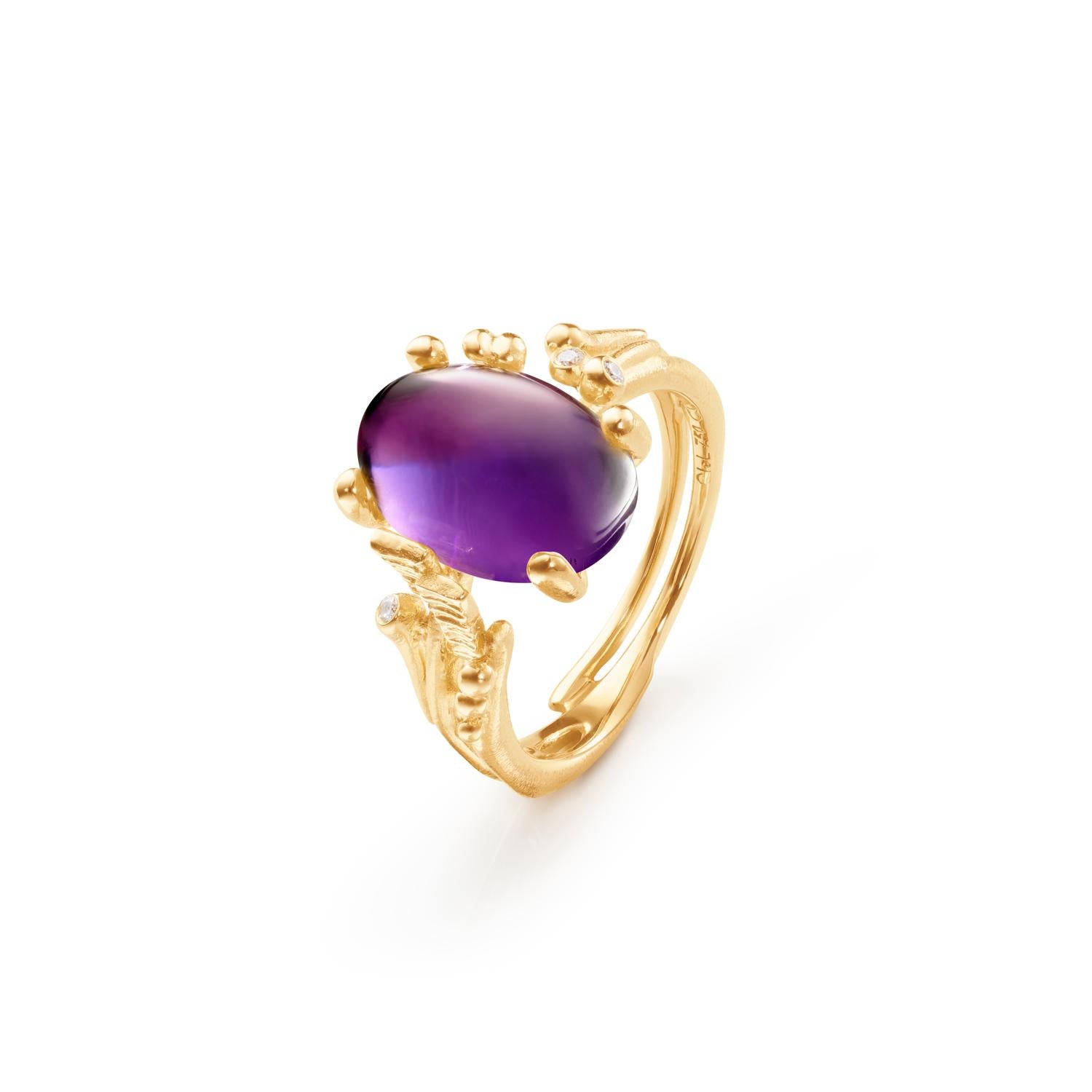 Ole Lynggaard BoHo Ring Small with Amethyst and Diamonds