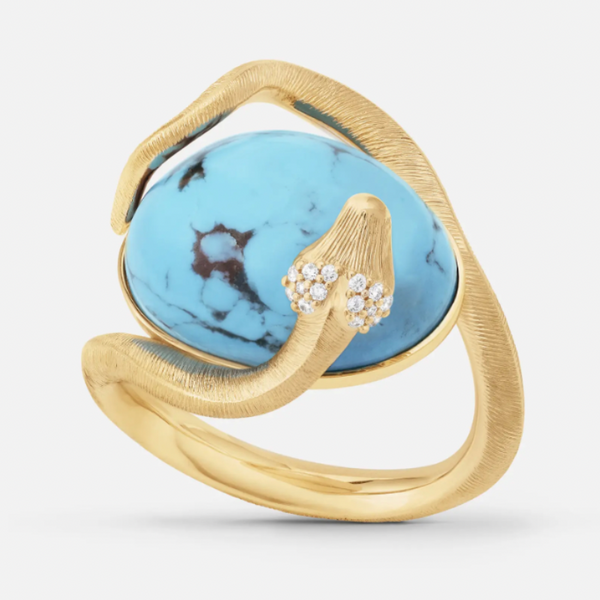 Ole Lynggaard Snake Ring 18k gold with turquoise and diamonds