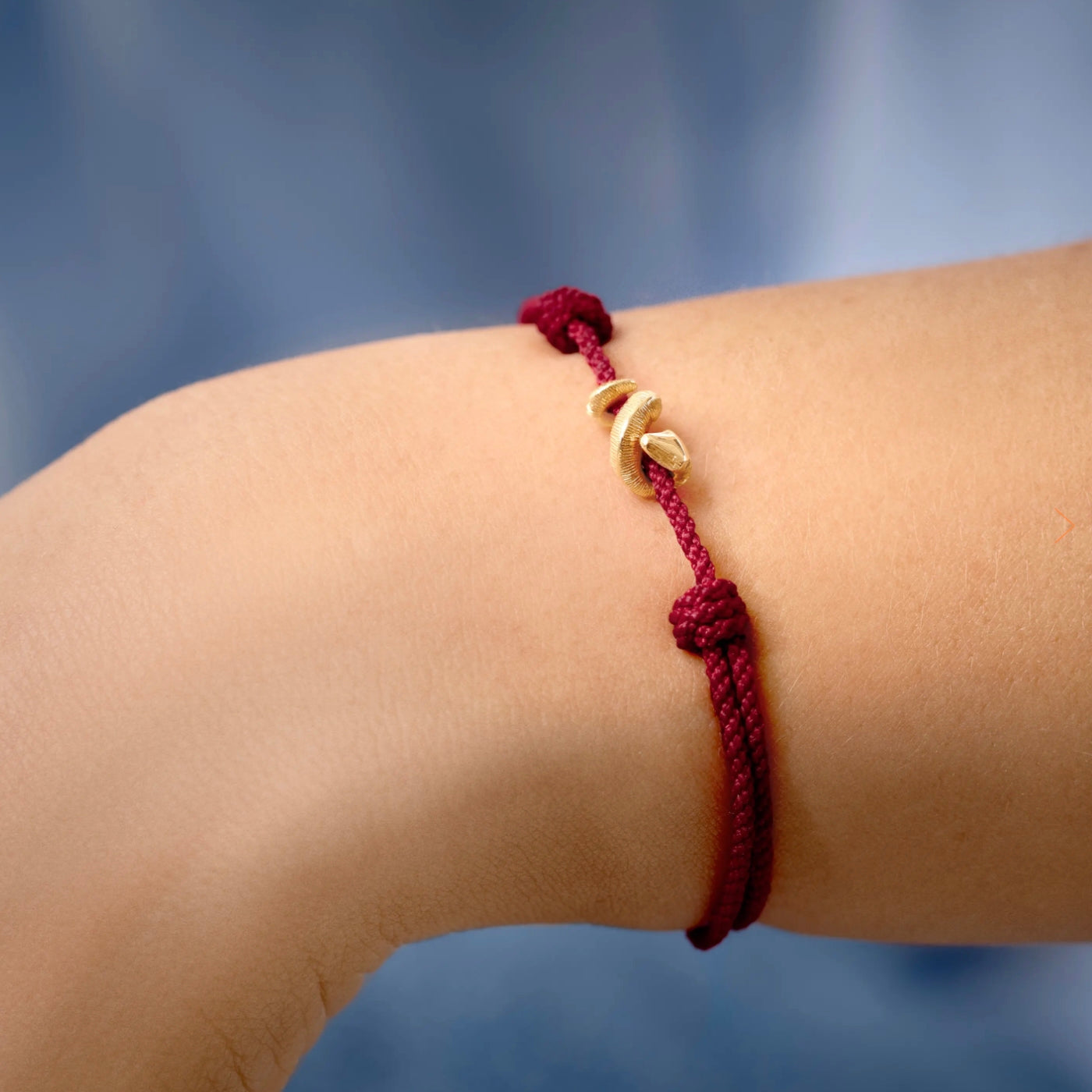 Snake Bracelet - 18k Yellow Gold with twisted Red string - Snakes Collection