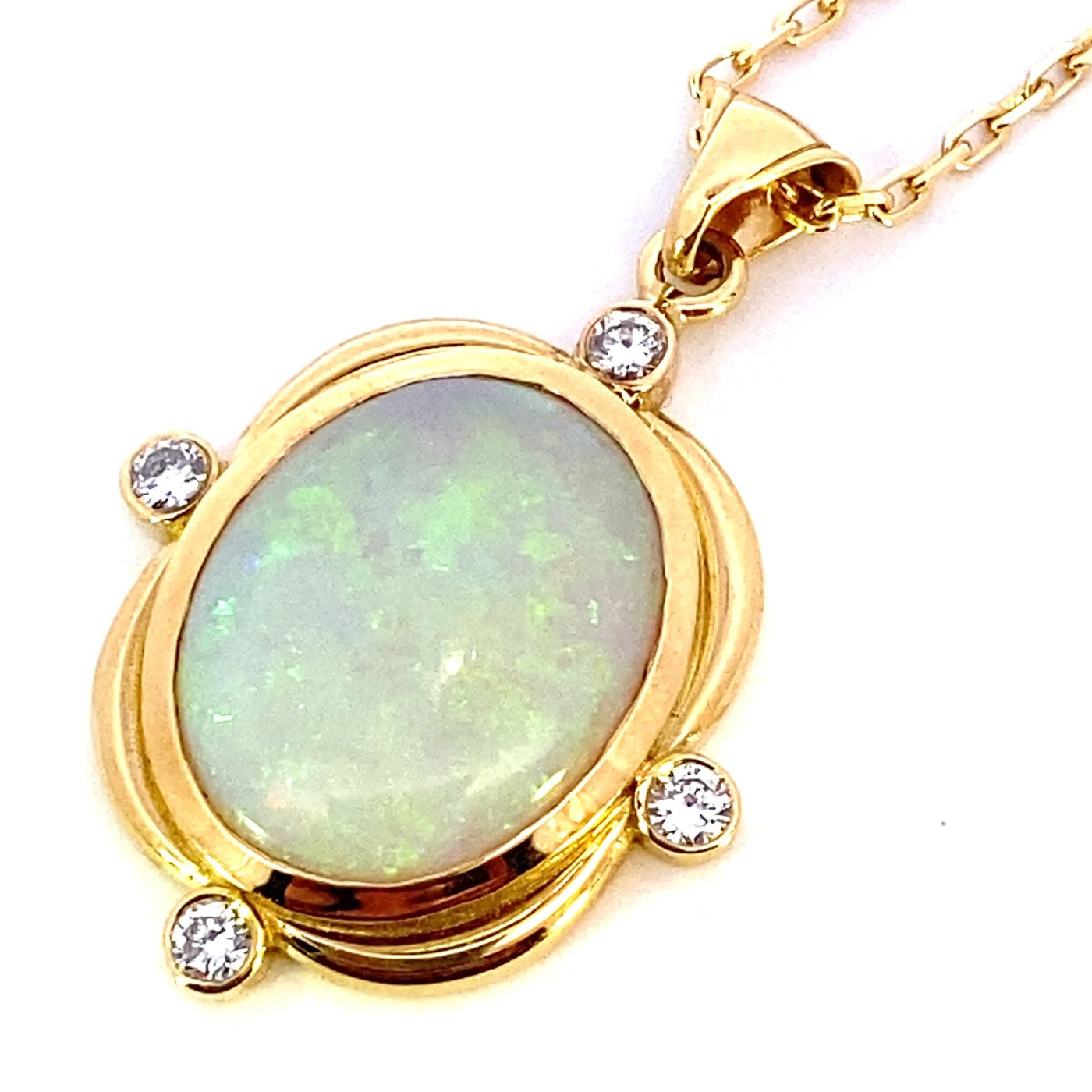 solid white opal in 18ct gold