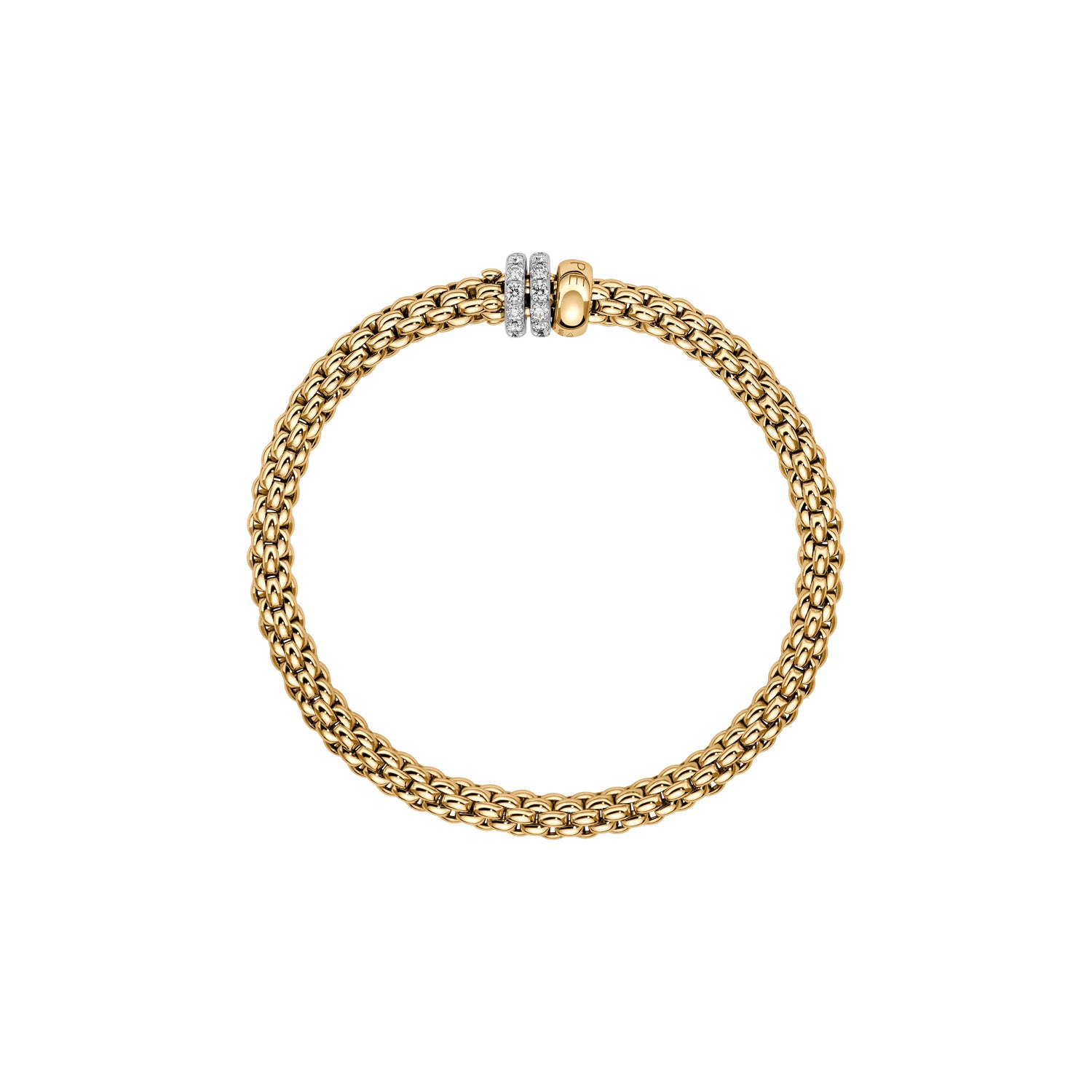 Fope Solo Bracelet in Yellow Gold with 2 diamond ring rondels profile image