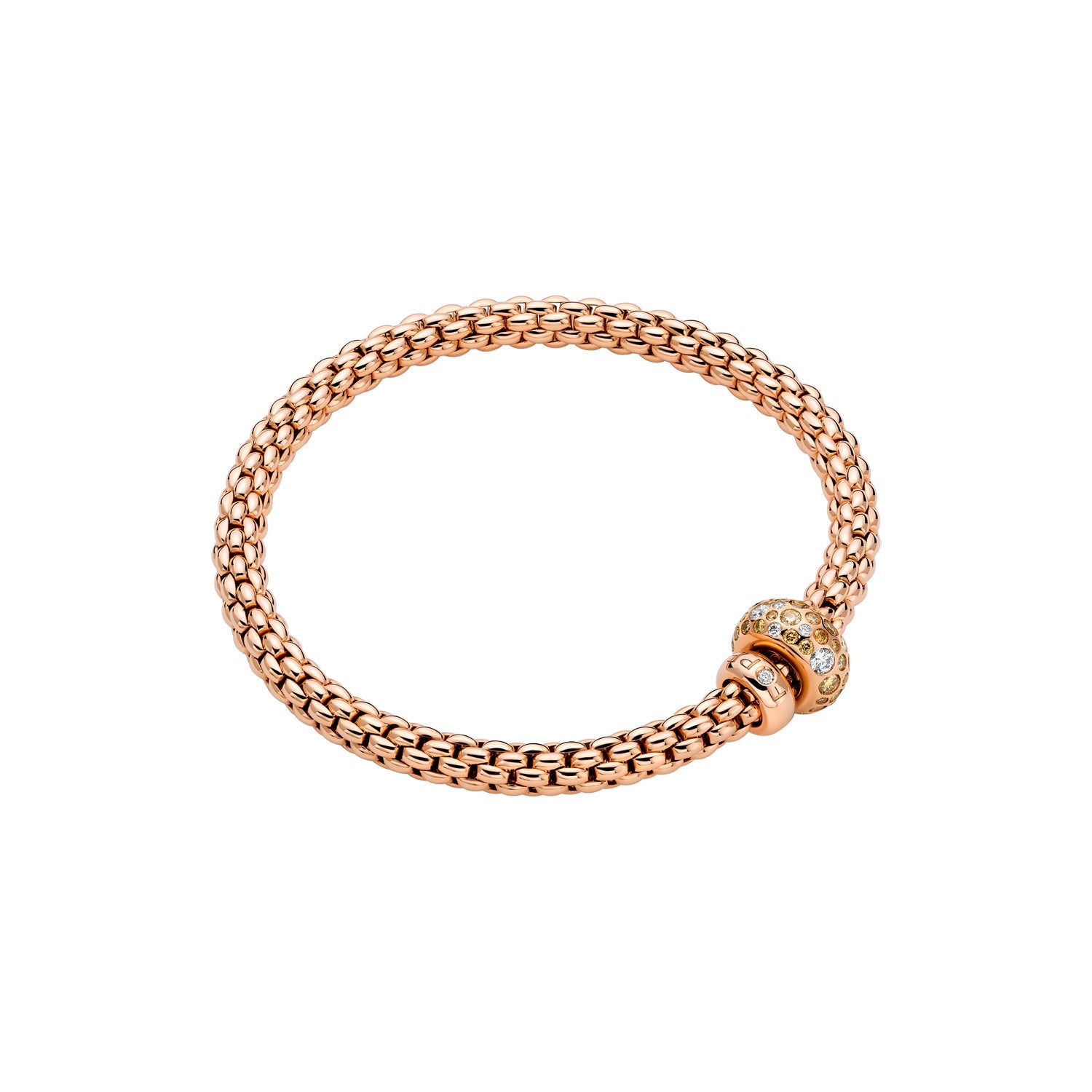 Fope 'Solo' Flex it 'Bubble' 18ct rose gold bracelet with Champagne diamonds