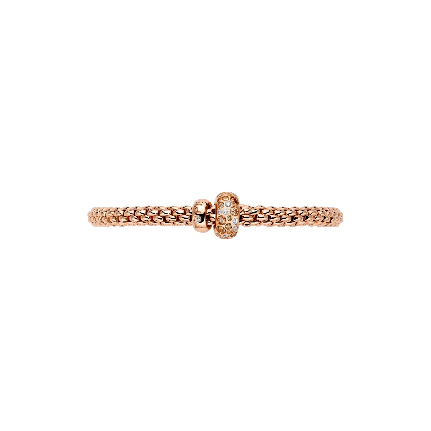 Fope Solo Bubble Bracelet with Champagne Diamonds front on view
 