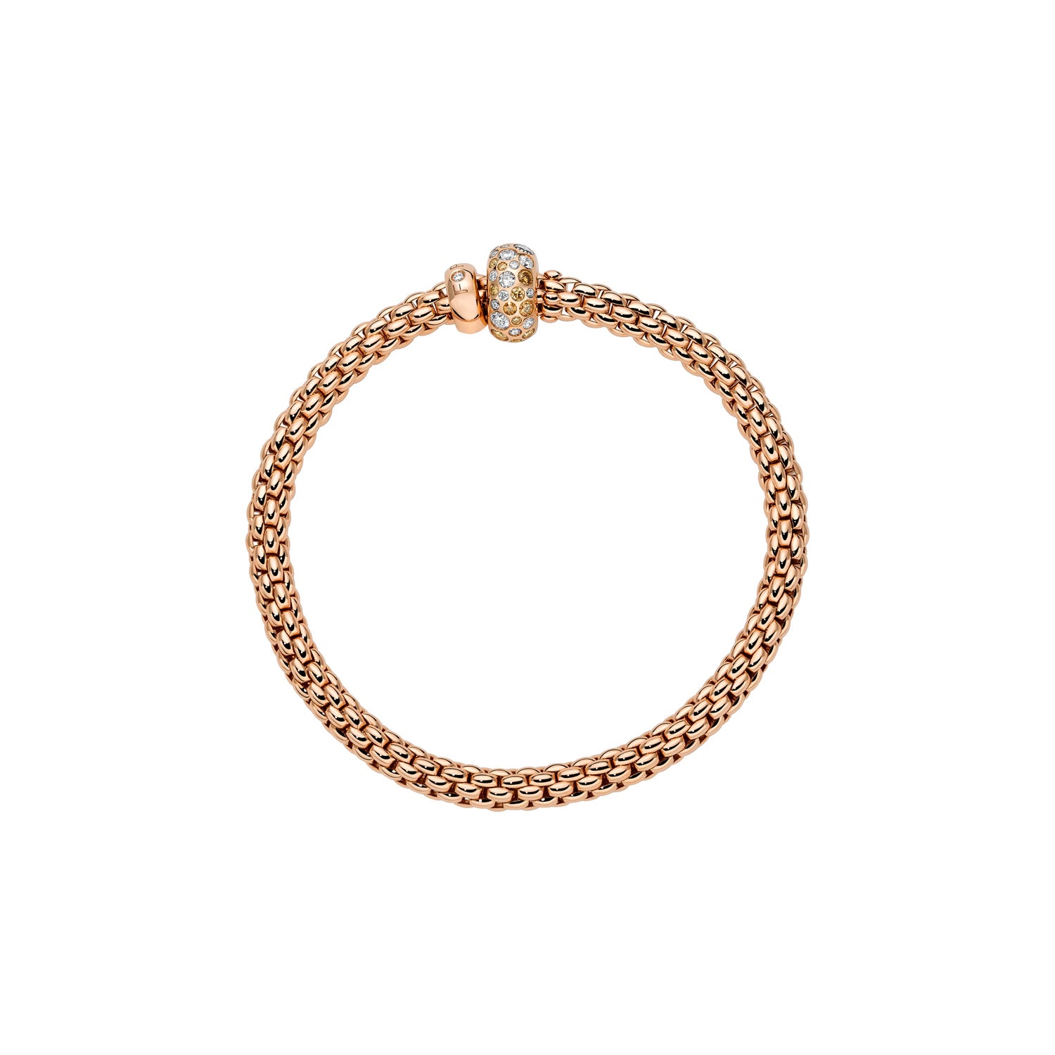 Fope Solo Bubble Bracelet with Champagne Diamonds profile view