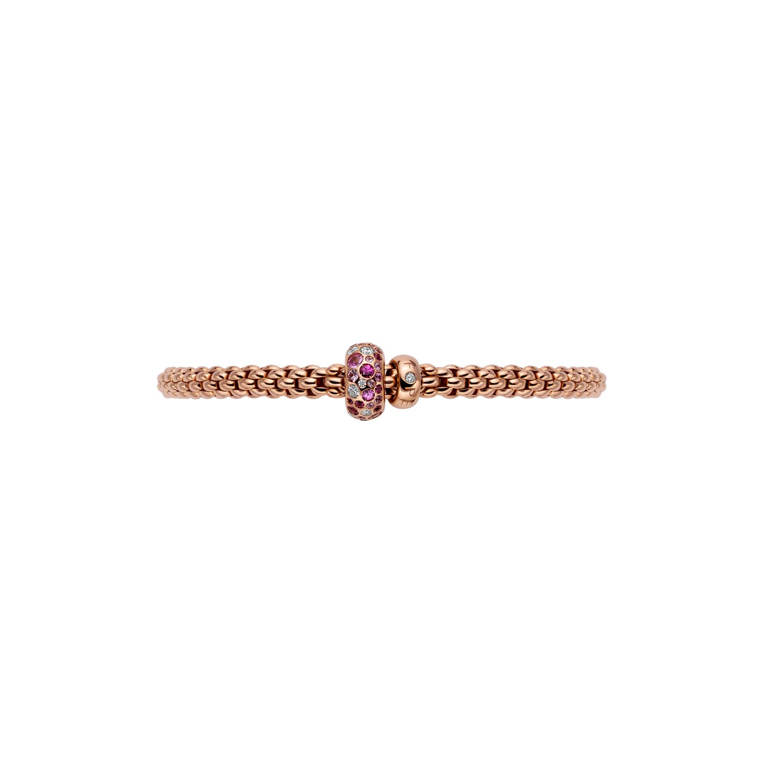 Fope Solo Bubble Bracelet with Pink Sapphires front on view