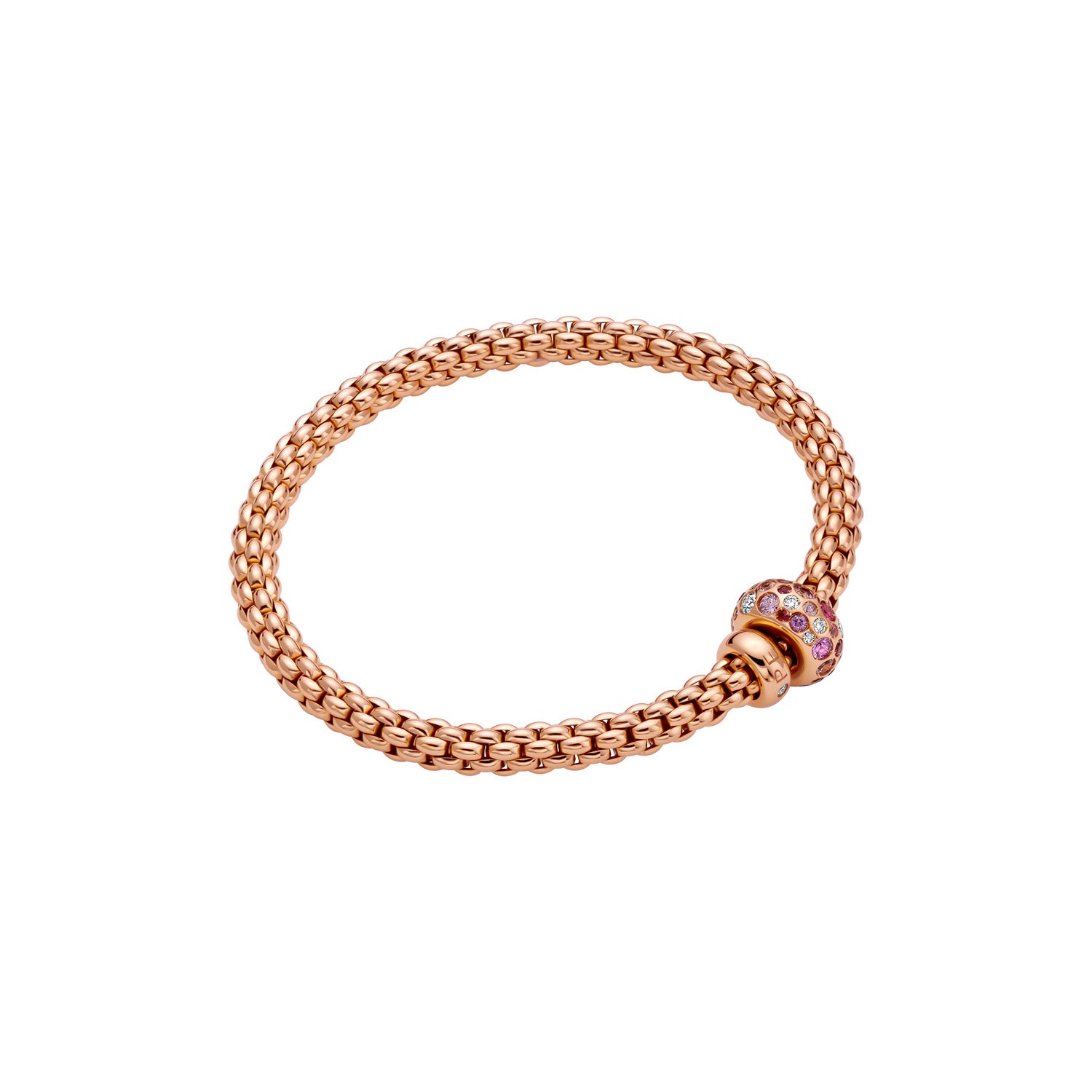 Fope Solo Bubble Bracelet in Rose Gold with Pink Sapphires and Diamonds