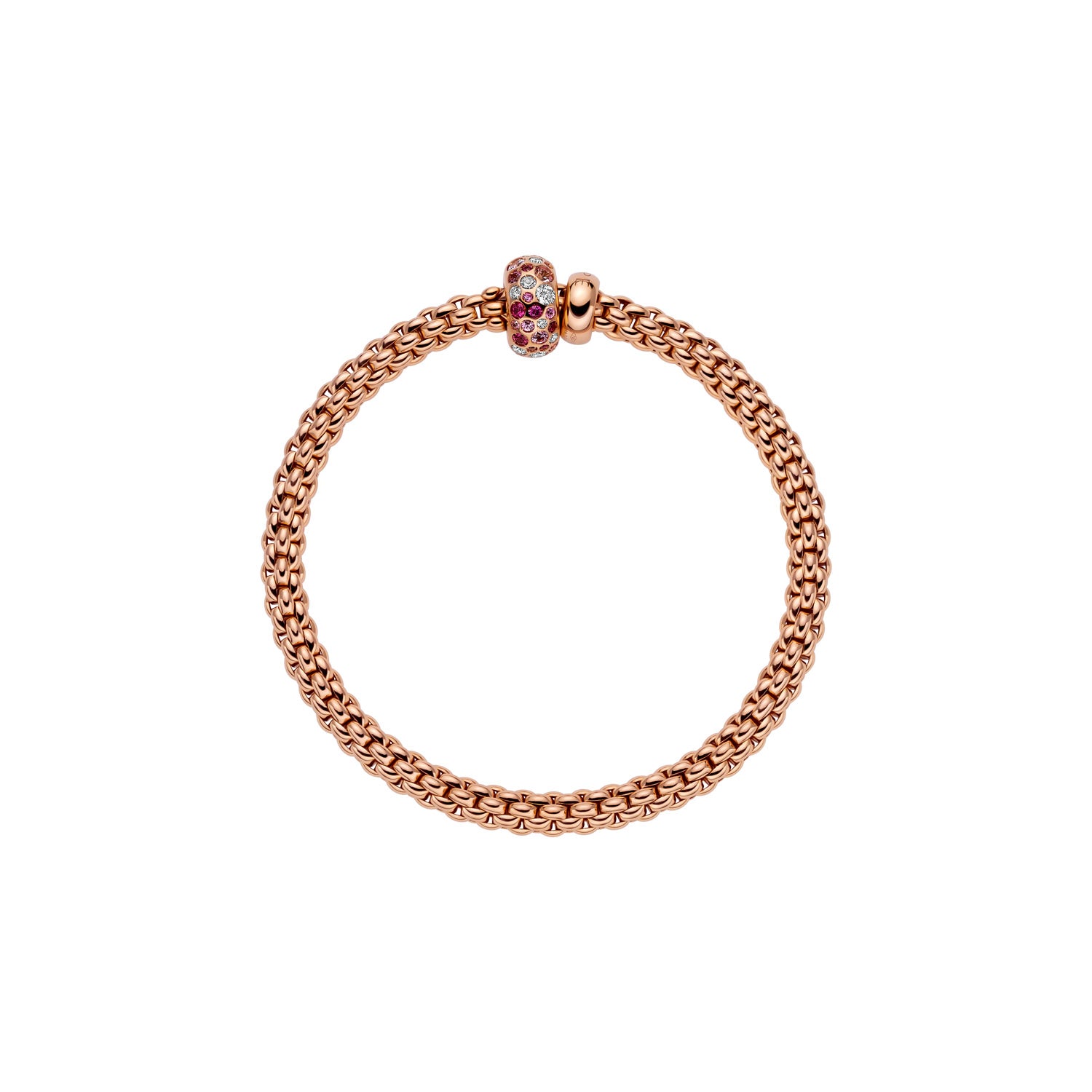 Fope Solo Bubble Bracelet with Pink Sapphires and White Diamonds