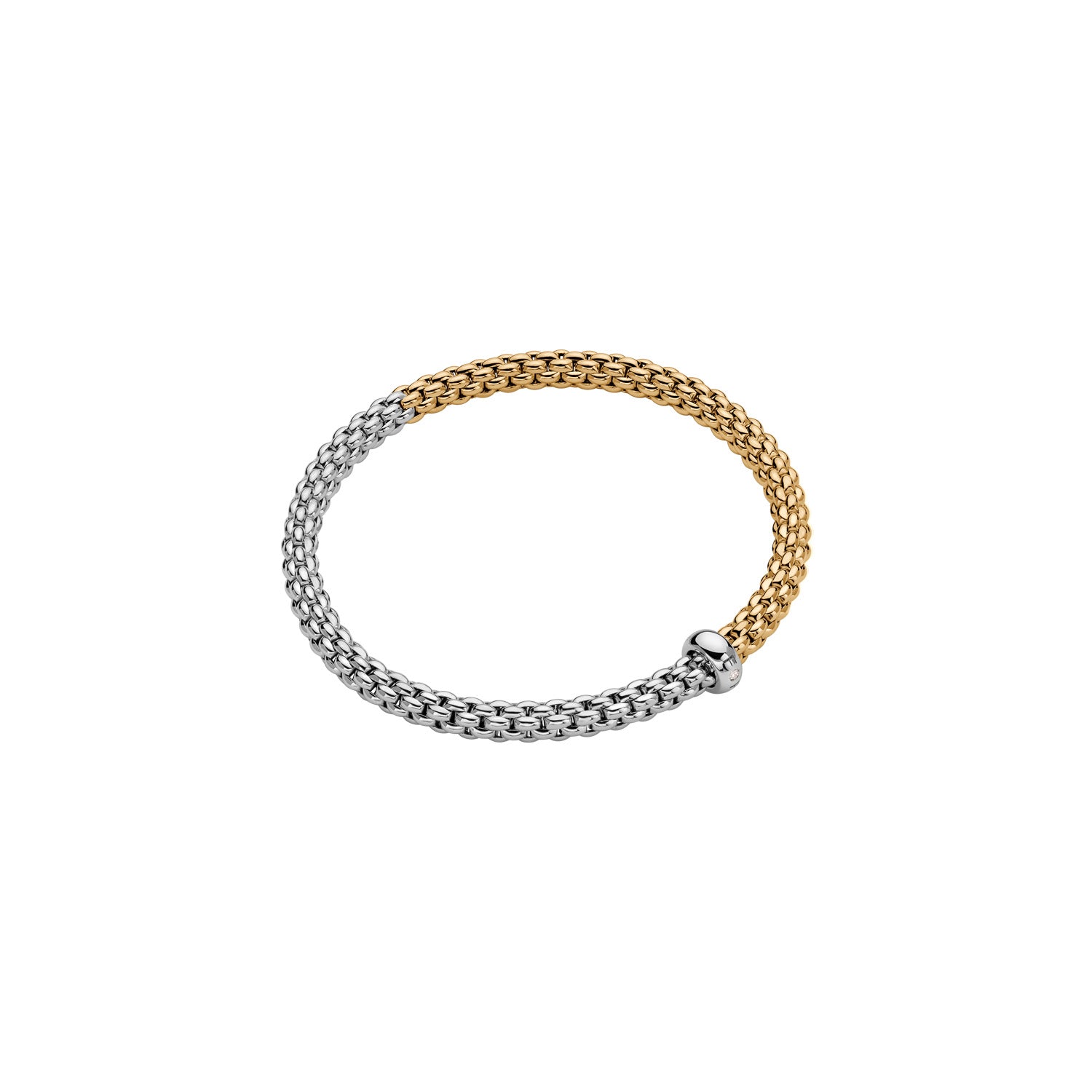 Fope Solo Essential BiColour bracelet White and Yellow Gold