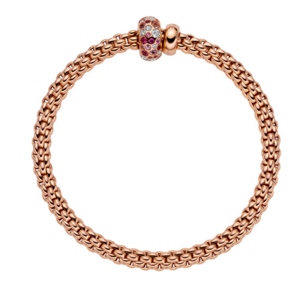 Pink sapphire and diamond rondel solo bracelet