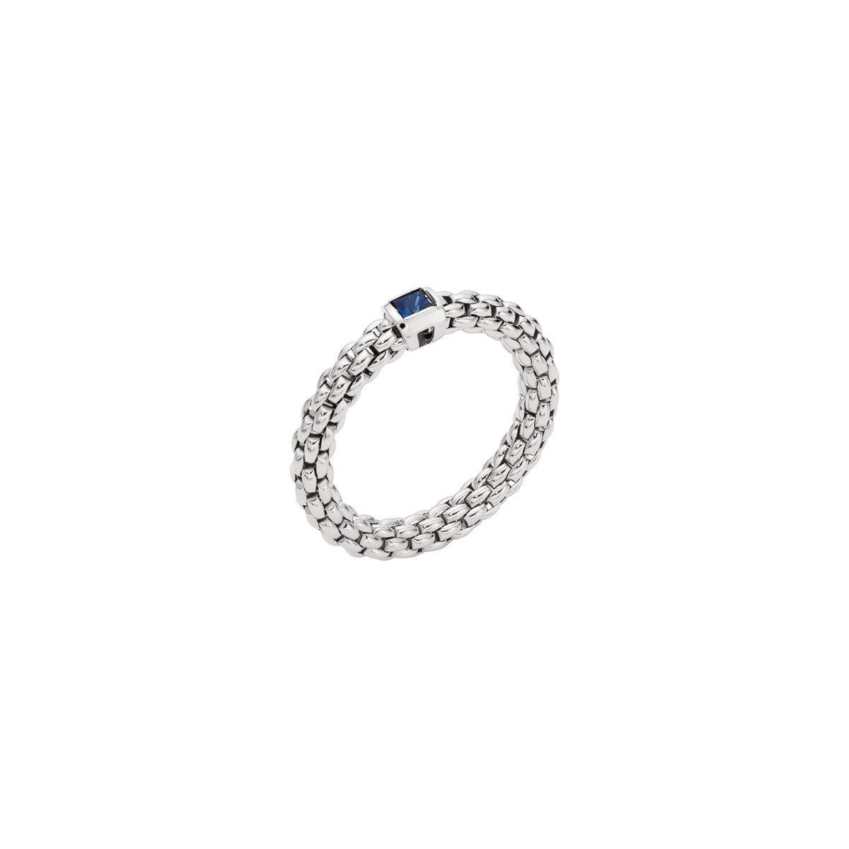 Fope Souls ring 18ct white gold with square blue sapphire