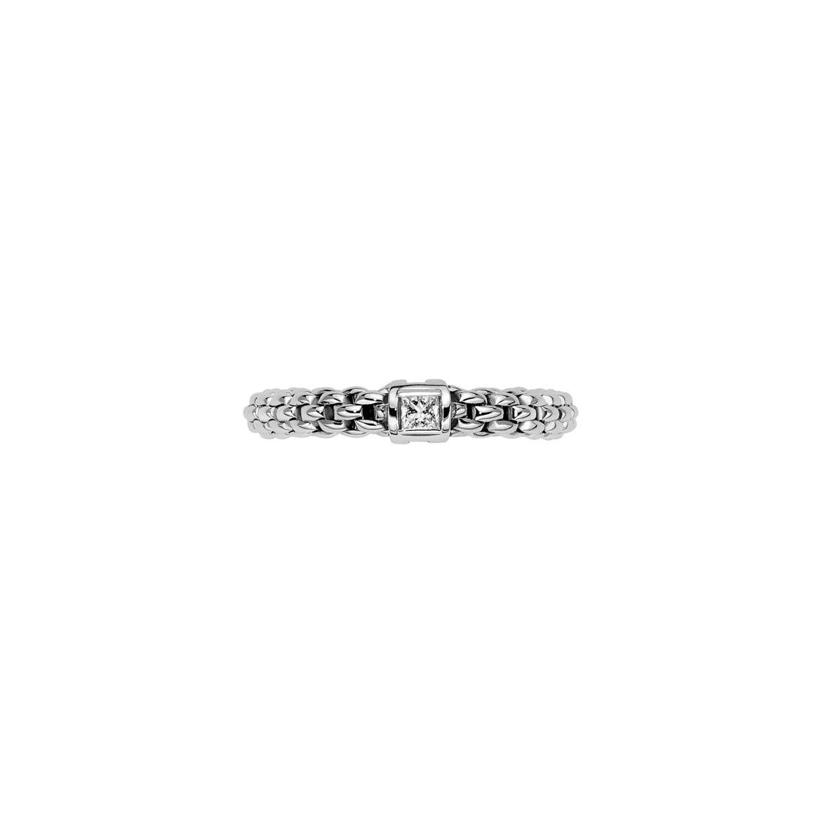 Fope Souls Ring in White Gold front on view with square diamond