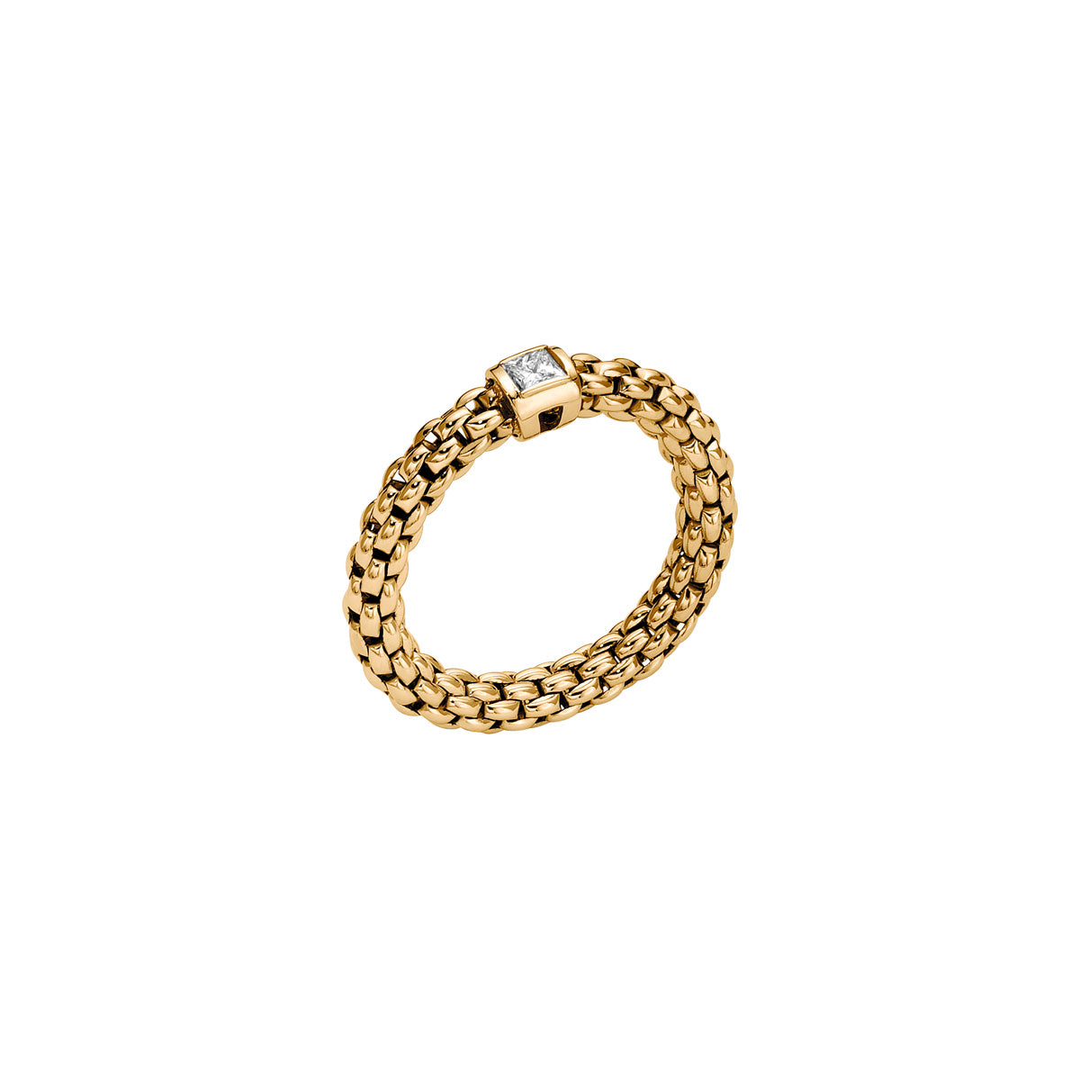 Fope Souls Ring in Yellow Gold with square diamond