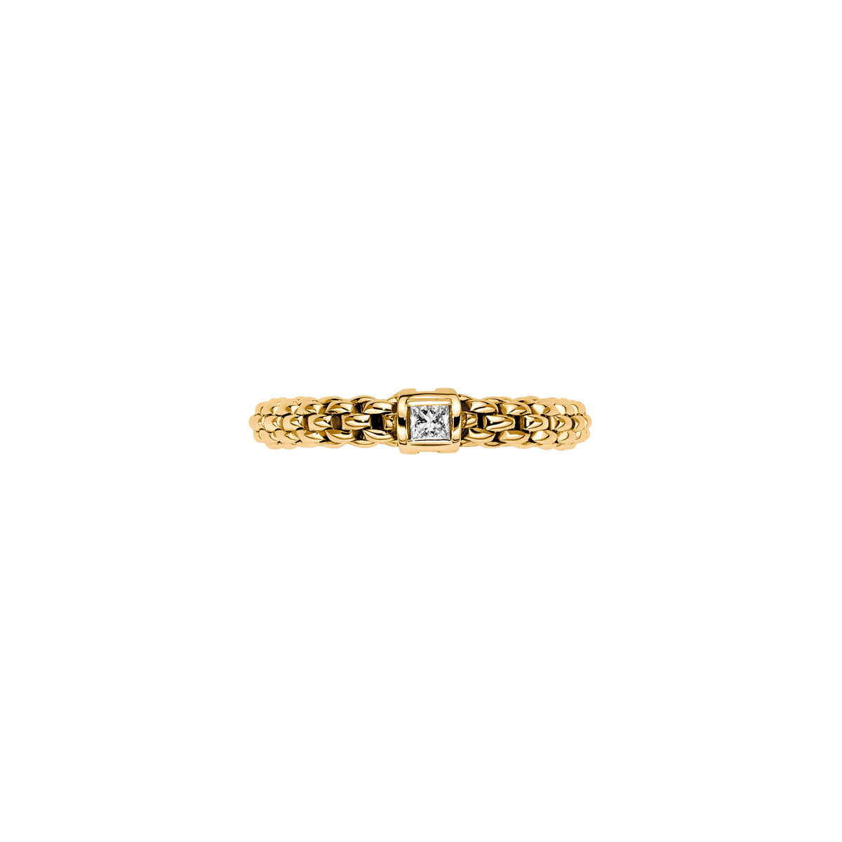 Fope Souls Ring in yellow gold with square diamond front on image
