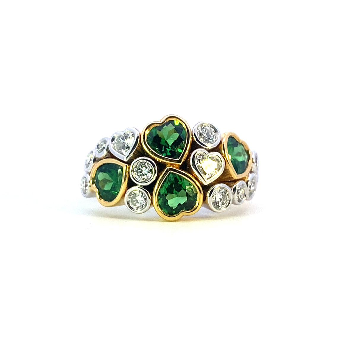 18ct 2tone Tsavorite Garnet and Diamond Ring