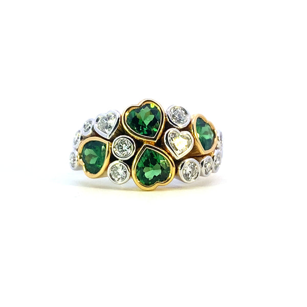 18ct 2tone Tsavorite Garnet and Diamond Ring