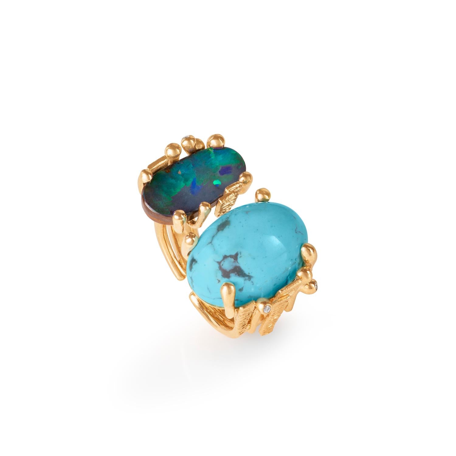 Ole Lynggaard Turquoise and Dark Opal BoHo ring
