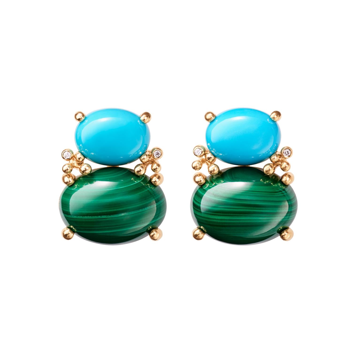Ole Lynggaard BoHo earrings with Turquoise and Malachite