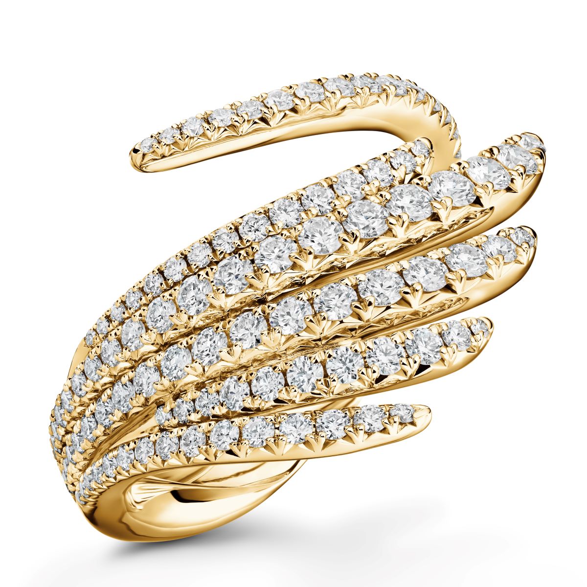 Yellow Gold Diamond feather ring