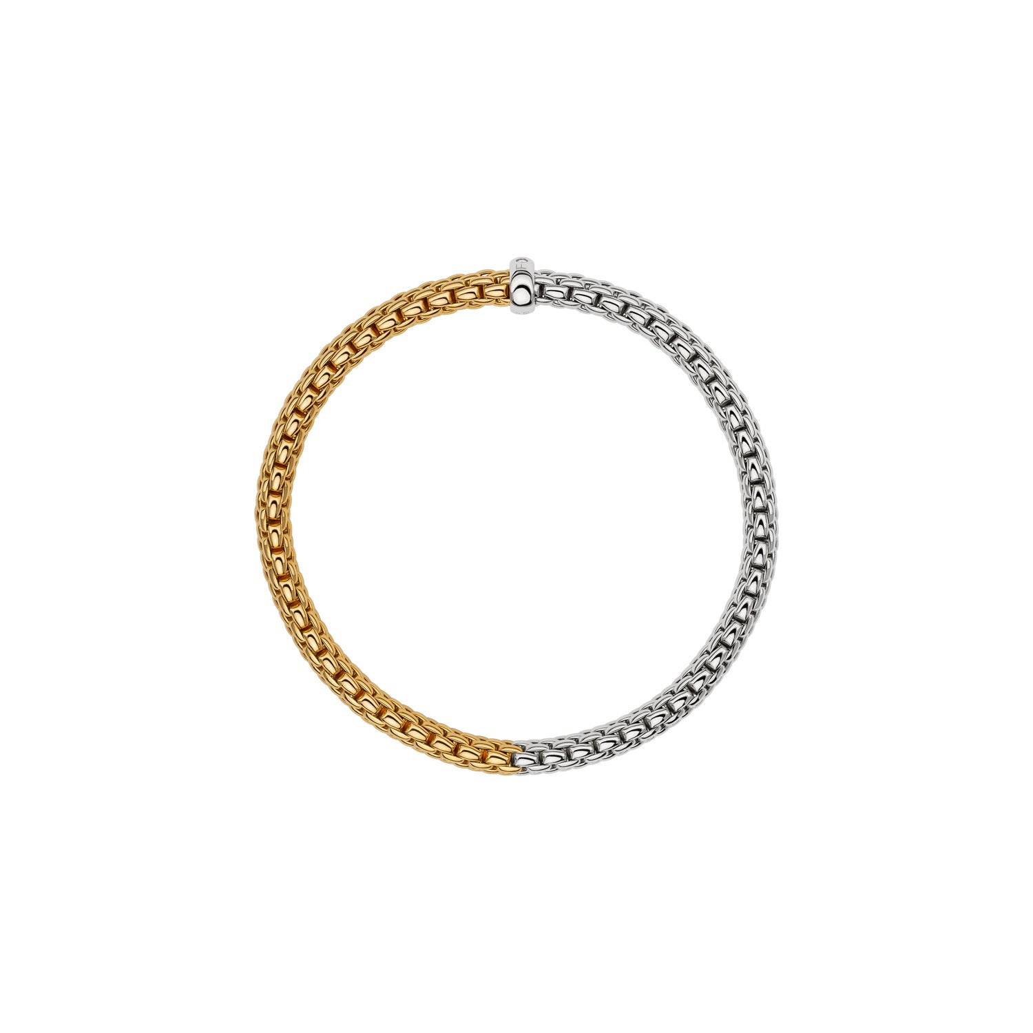 Fope Vendome Essentials BiColour bracelet in white and yellow gold profile view