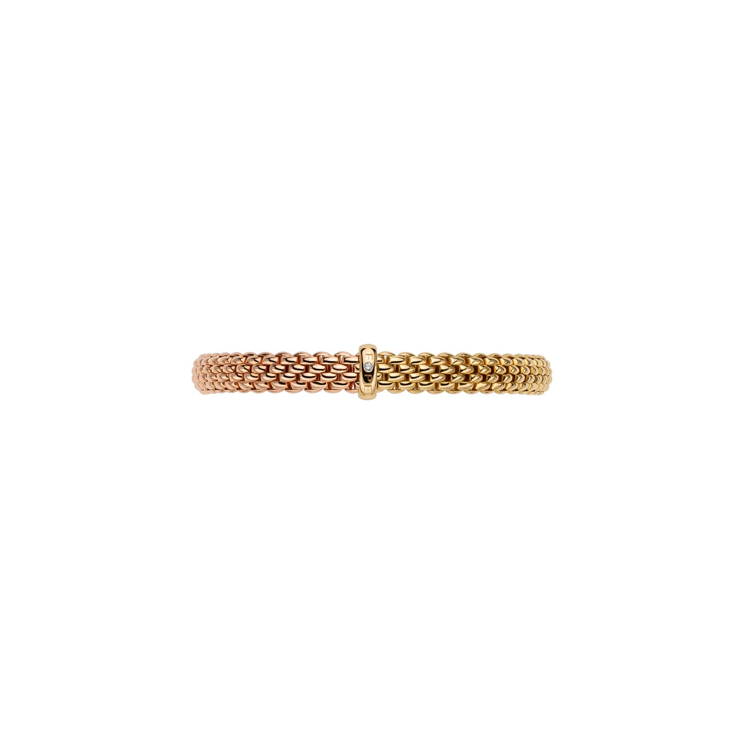 Fope Vendome Essentials BiColour rose and yellow gold bracelet front on view
