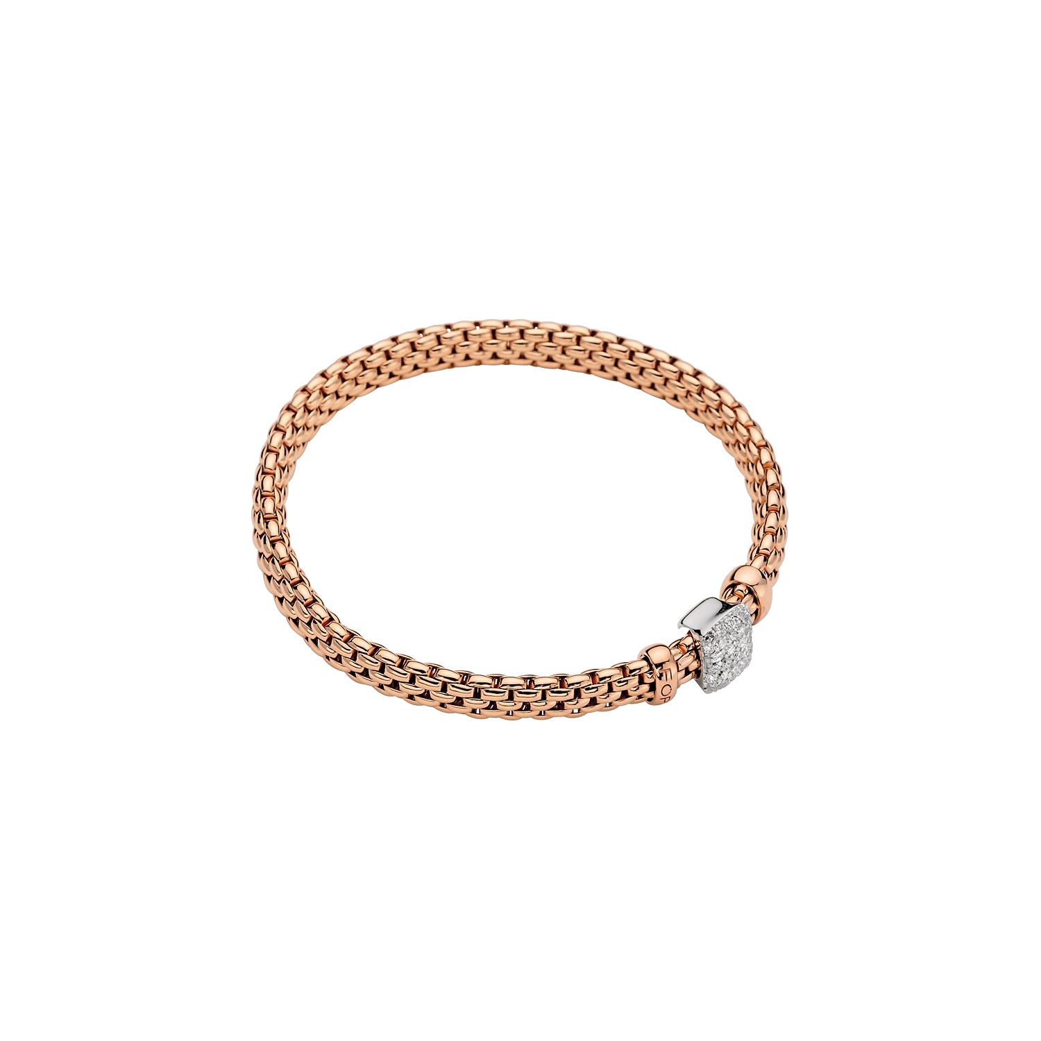 Fope Vendome bracelet in rose gold with cushion shape pave rondel