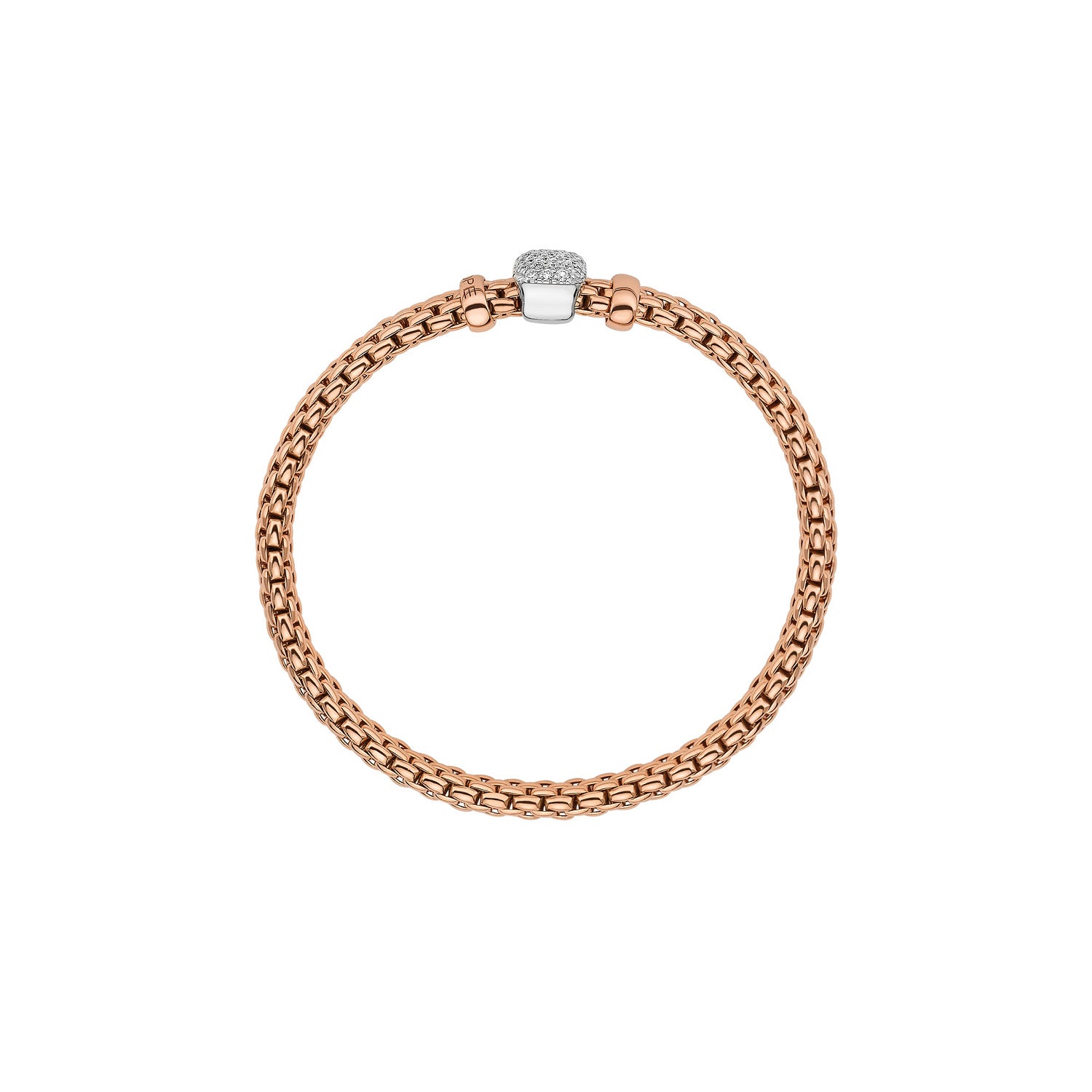 Fope Vendome Rose Gold bracelet with cushion shape pave diamond rondel