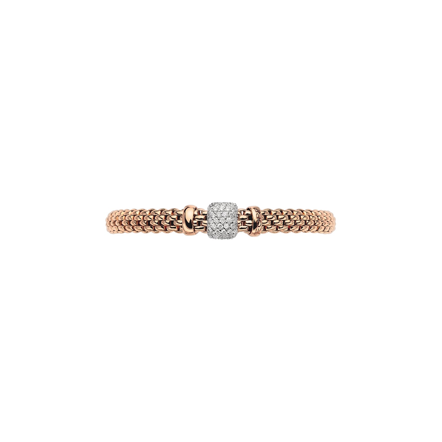 Fope Vendome Rose Gold cushion shape pave rondel bracelet front on image