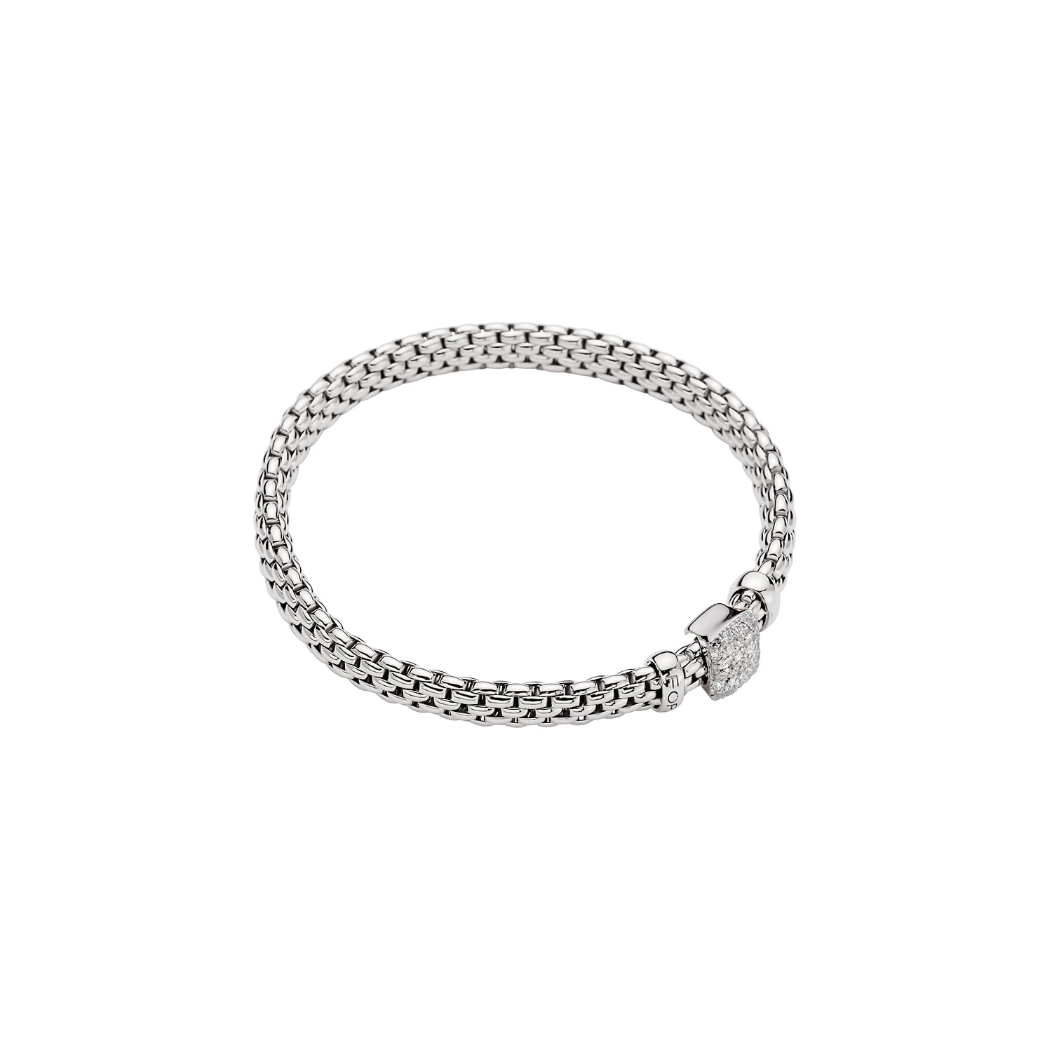 Fope Vendome White Gold cushion shape pave rondel bracelet