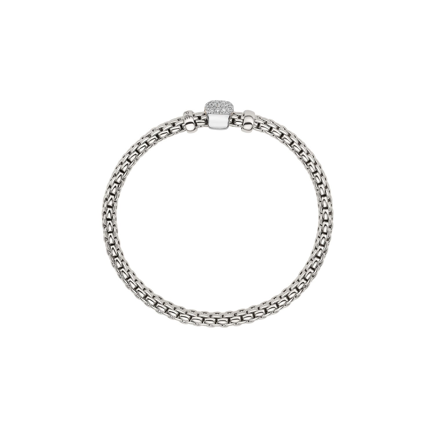 Fope vendome white gold pave cushion shape rondel bracelet profile image