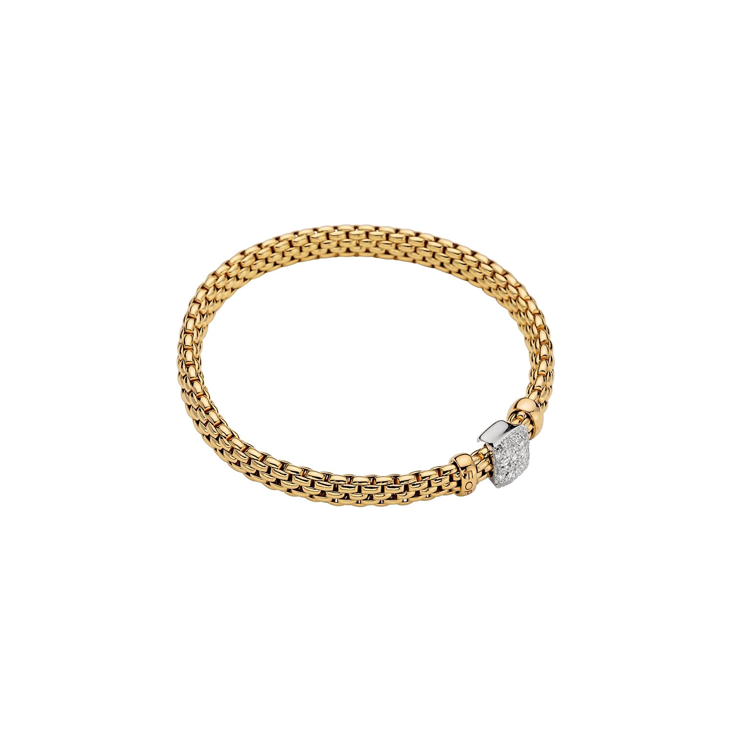 Fope Vendome cushion shape pave rondel yellow gold bracelet