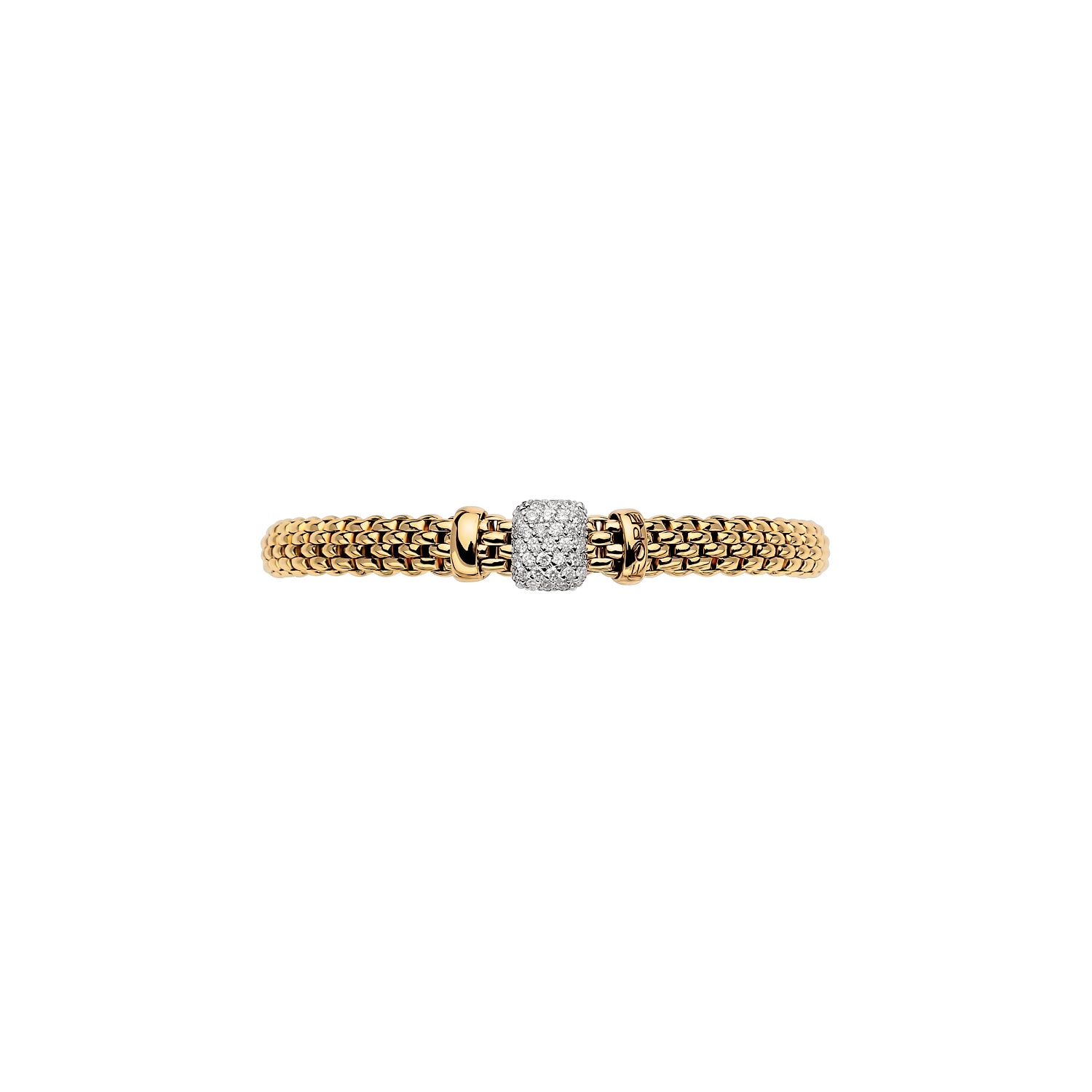 Fope Vendome Yellow Gold Bracelet with cushion shape Pave rondel front on image