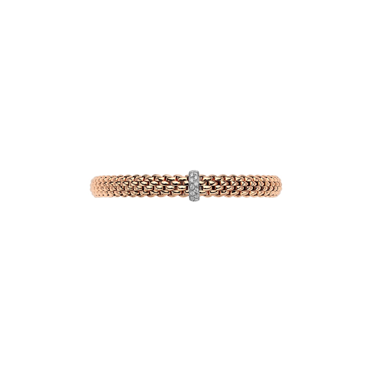 Fope Vendome Bracelet in Rose Gold with diamond rondel face on 