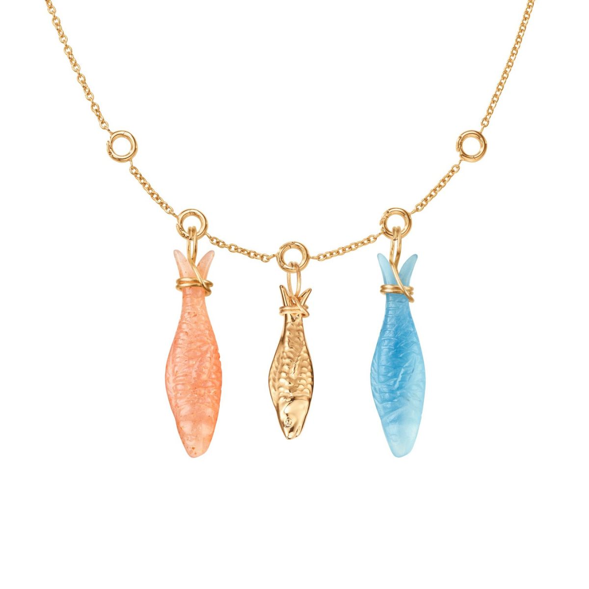 Ole Lynggaard young fish one gold and 2 gemstone