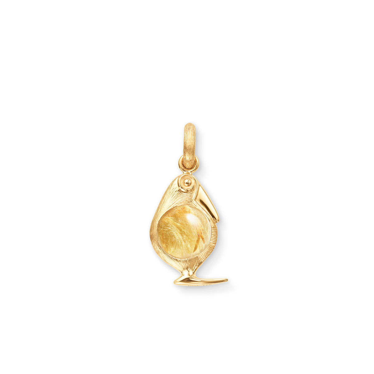 18ct gold bird charm rutile quartz ole lynggaard
