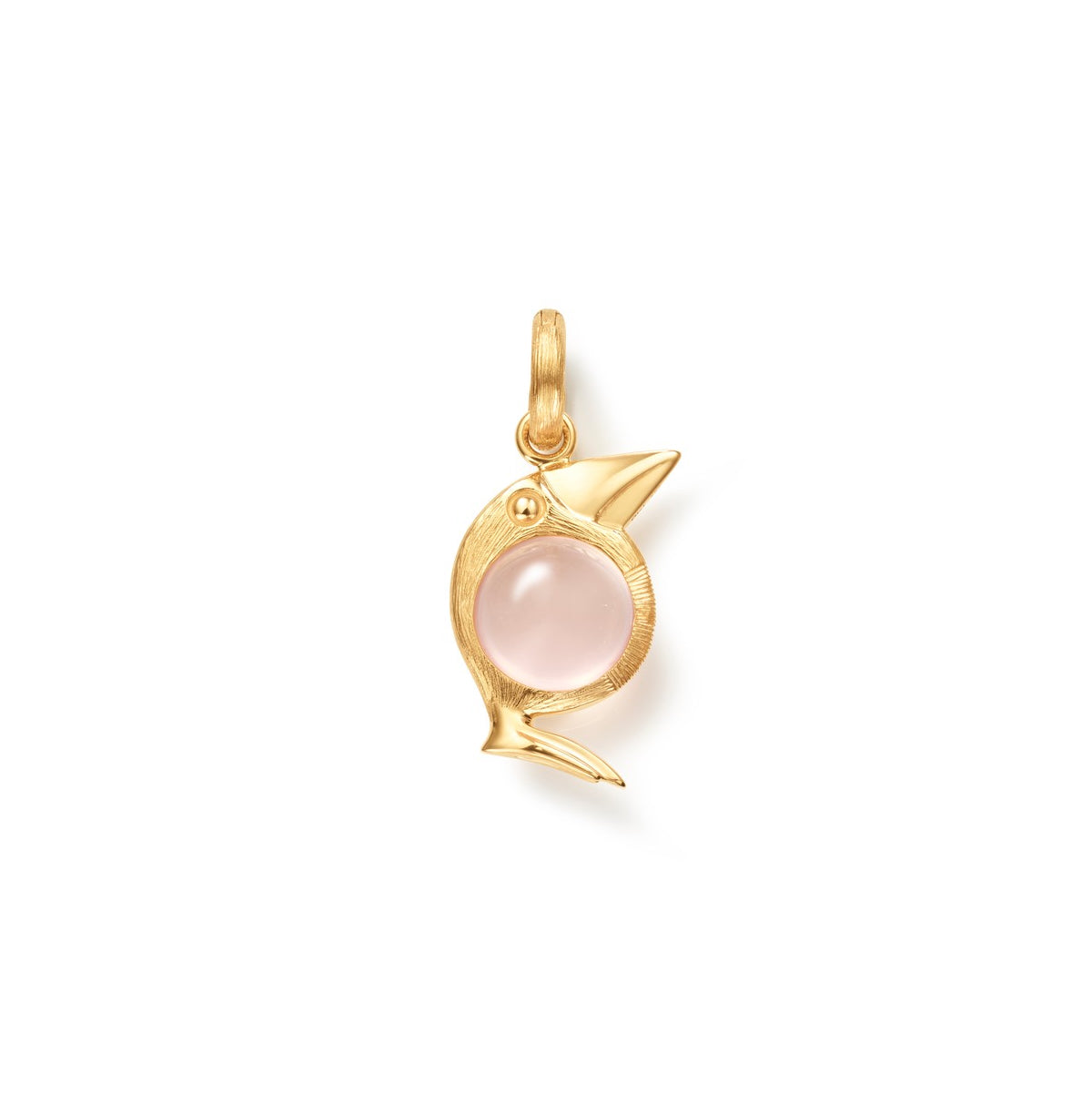 ole lynggaard bird family charm in 18ct gold with rose quartz