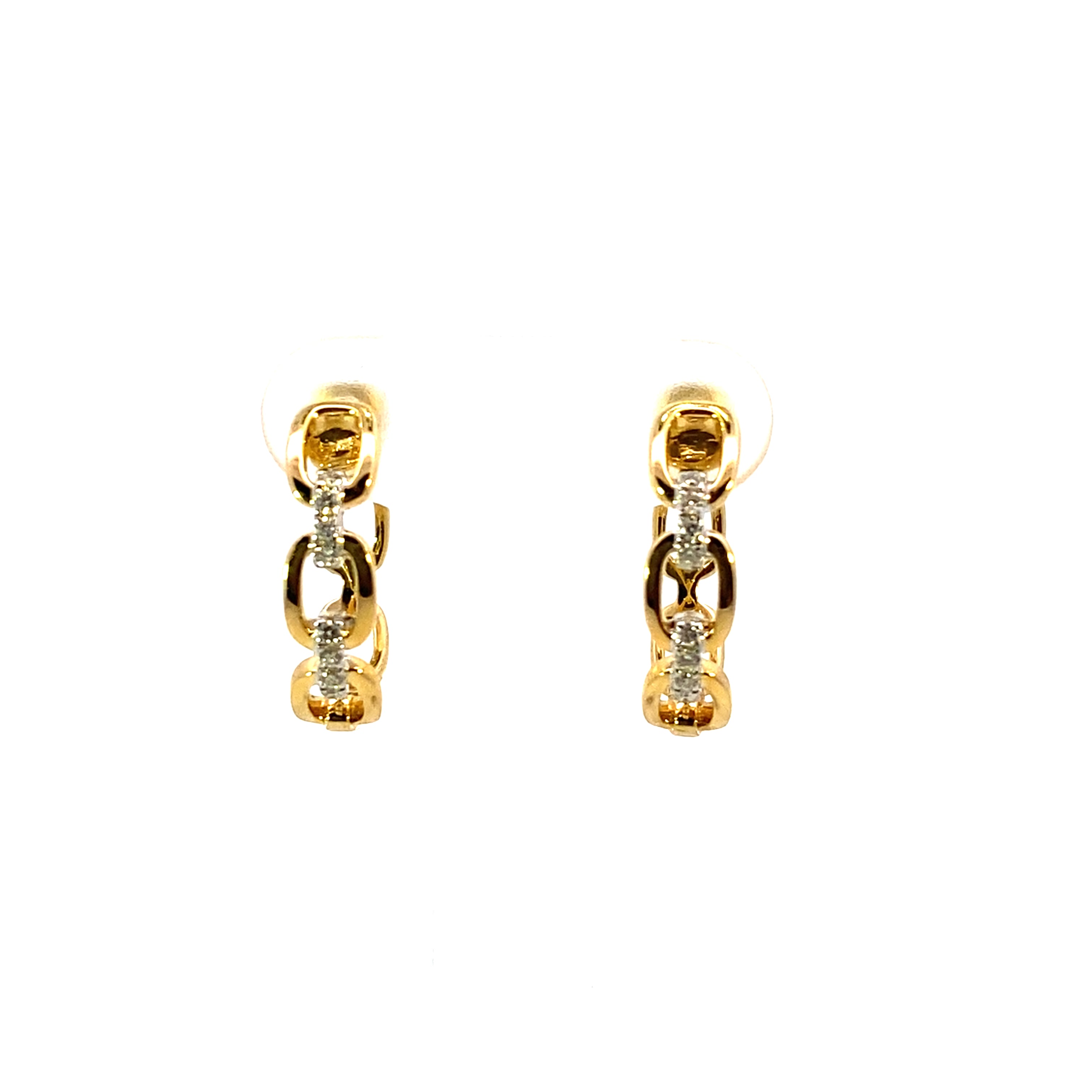 Trewarne Heritage 18ct Yellow and White Gold Diamond Link huggie style earrings