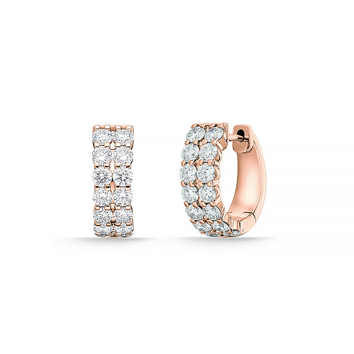 Rose Gold Double row diamond earrings