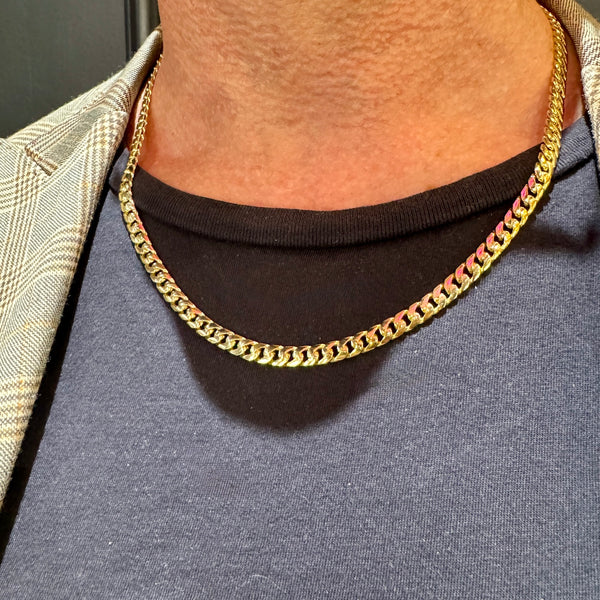 18ct Yellow Gold Cuban Link - Handmade Curb Chain - 55cm
