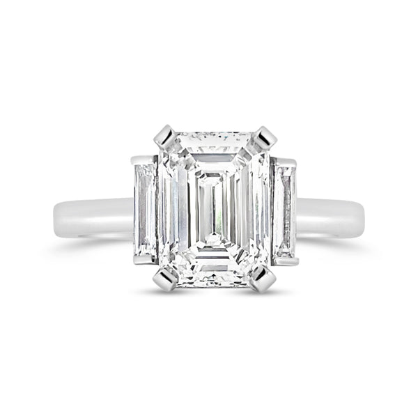 Emerald cut Diamond Trilogy Ring