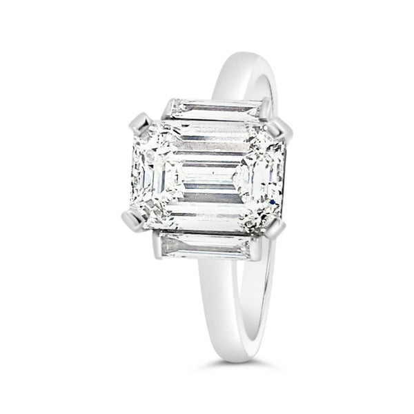 Emerald cut Diamond Trilogy Ring