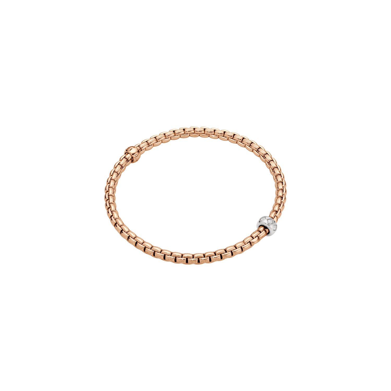 Fope Eka bracelet in rose gold with diamonds rhombus set in rondel