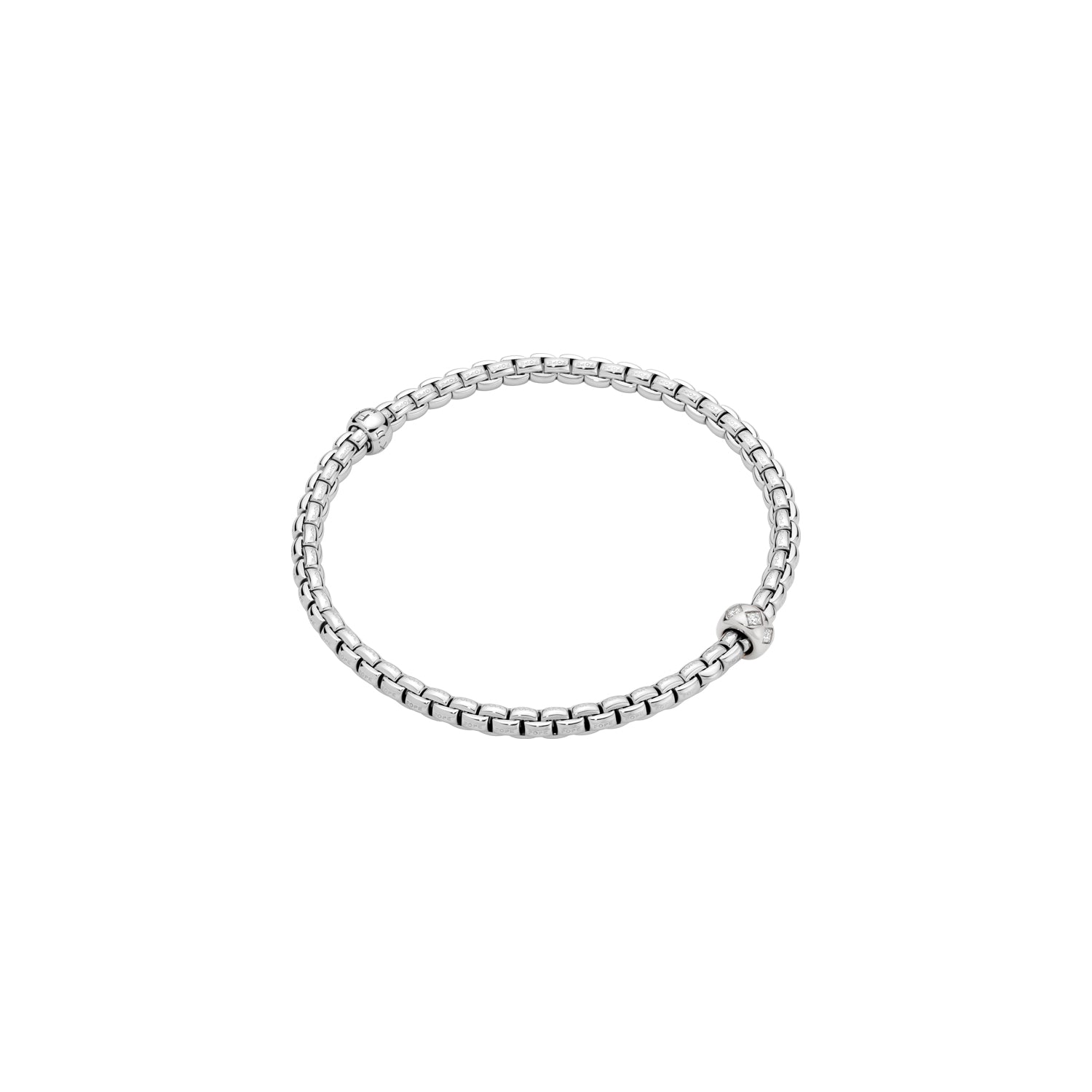 White Gold Fope Eka bracelet with diamonds rhombus set in rondel
