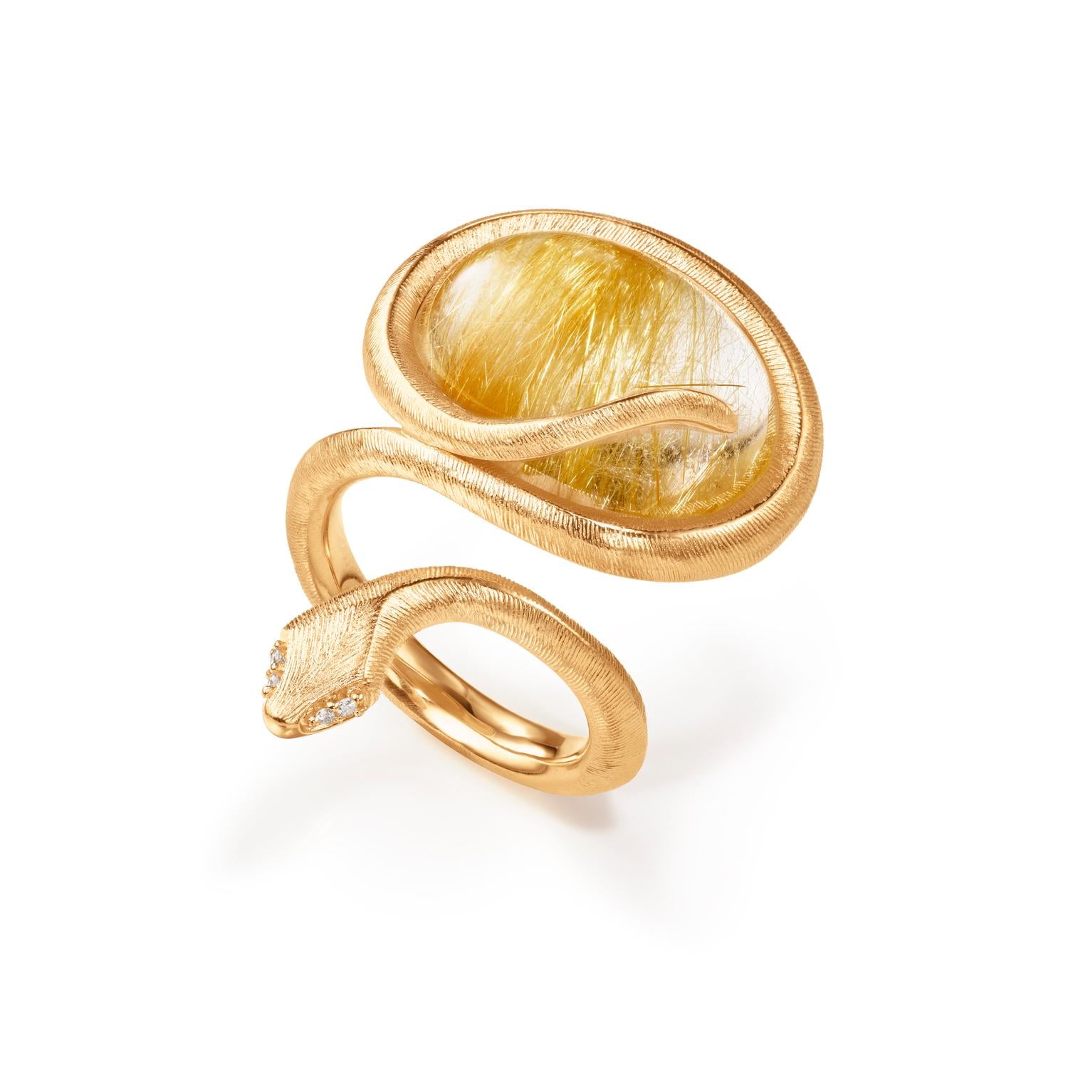 Ole Lynggaard Snake ring with Rutile Quartz

